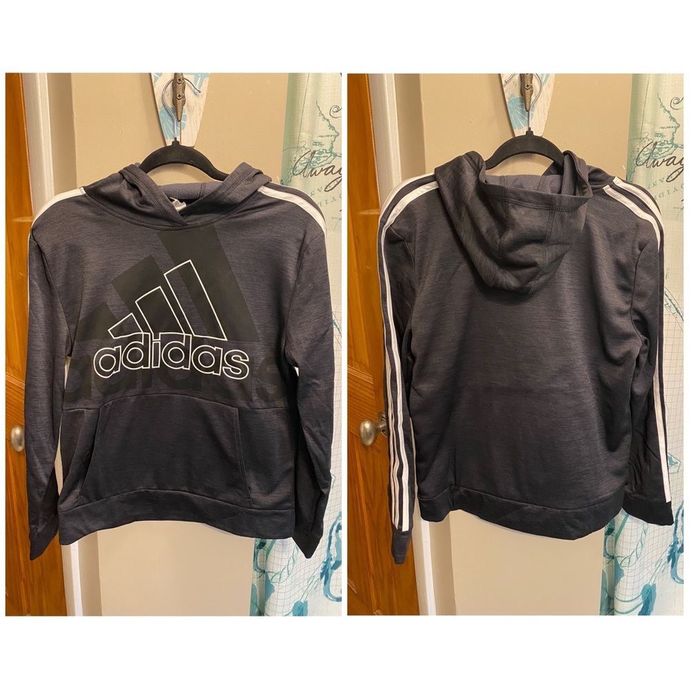 Boy Adidas Black Hooded Sweatshirt- Size Large (14/16)